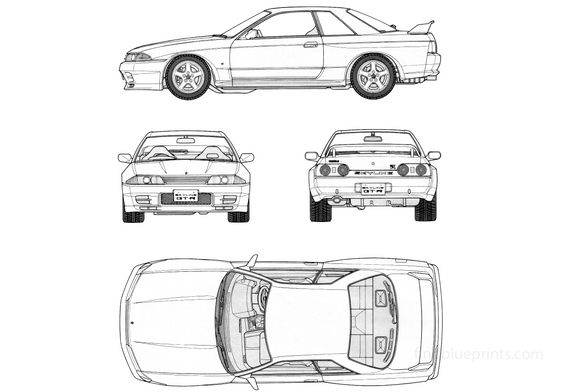 Download drawing Nissan Skyline R32 GT-R in ai pdf png svg formats